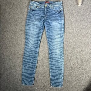 7 For All Mankind Women's 28 Skinny Jeans Zebra Print Stretch Denim USA Made
